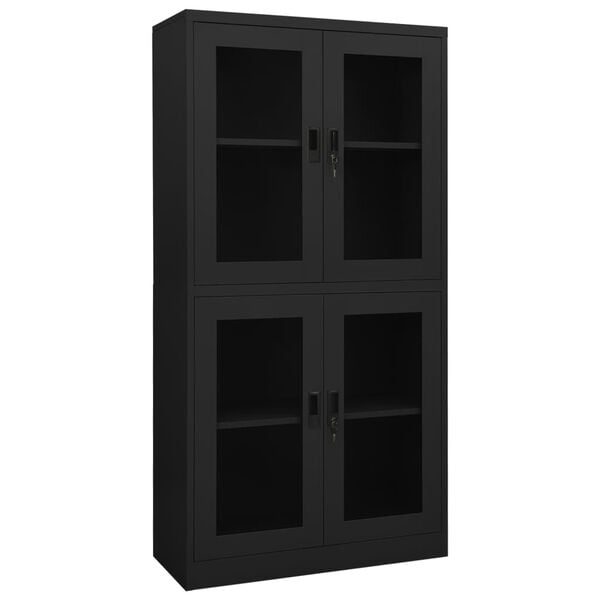 vidaXL Office Cabinet Anthracite Steel 35.4x15.7x70.9 in