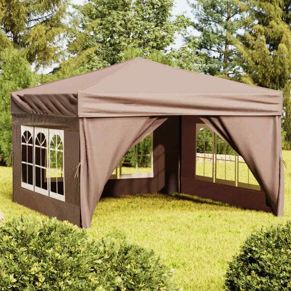 vidaXL Party Tent Taupe 210D oxford fabric with silver coating 10 x 10 ft