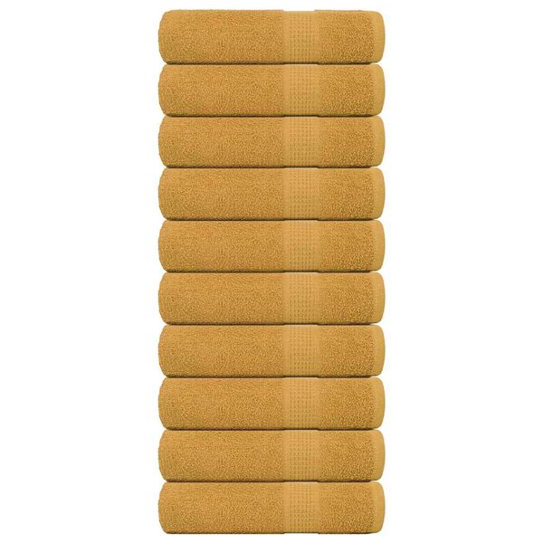 vidaXL Shower Towel Set of 10 Gold 100% Cotton 27.6 x 55.1 in