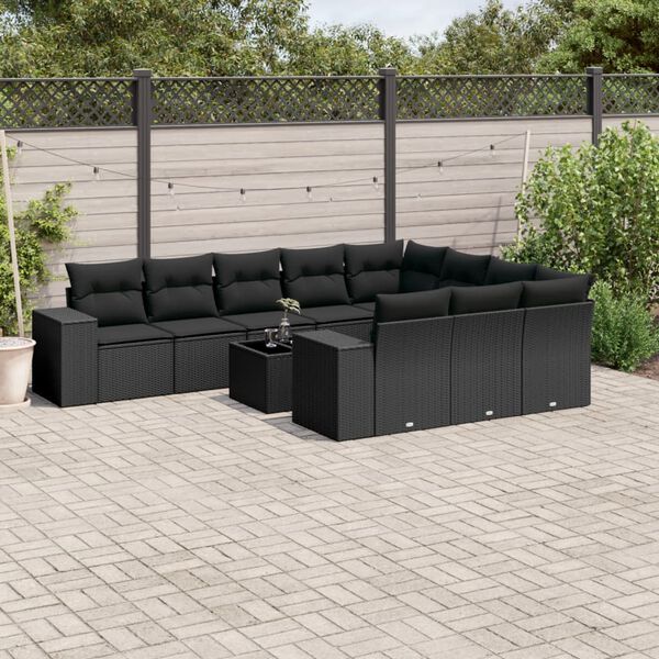 vidaXL Garden Sofa Set Black