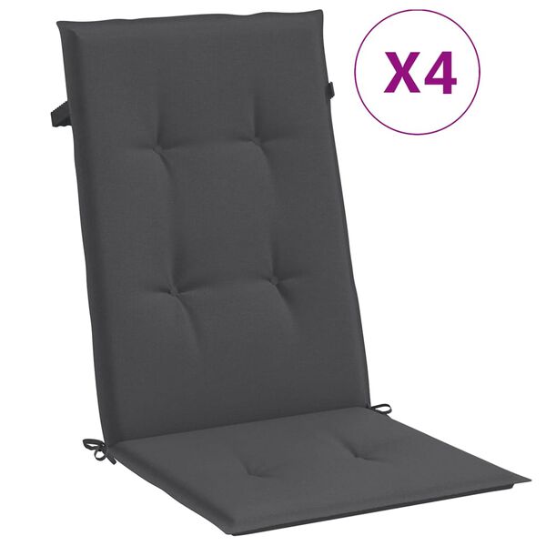 vidaXL Highback Chair Cushion Set of 4 Melange Anthracite Polyester