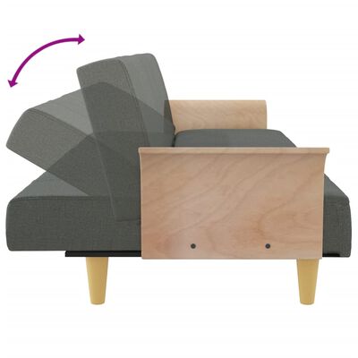 vidaXL Sofa Bed with Armrests Dark Gray Fabric