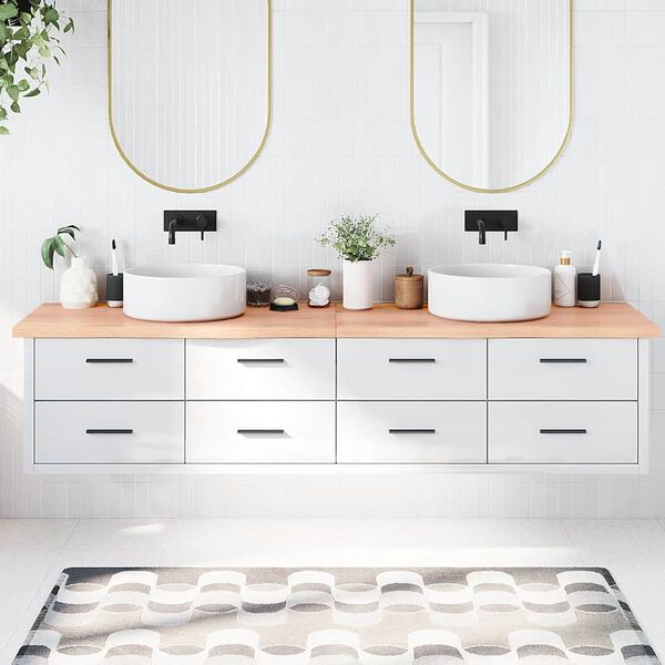 vidaXL Bathroom Countertop Light Brown 86.6 x 23.6 x (0.8-1.6) " Treated Solid Wood