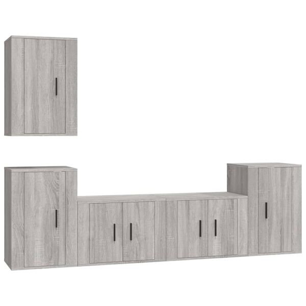 vidaXL TV Cabinet Set Set of 5 Grey Sonoma Engineered Wood Large