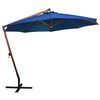 vidaXL Hanging Garden Parasol Azure blue Solid fir wood pole Large