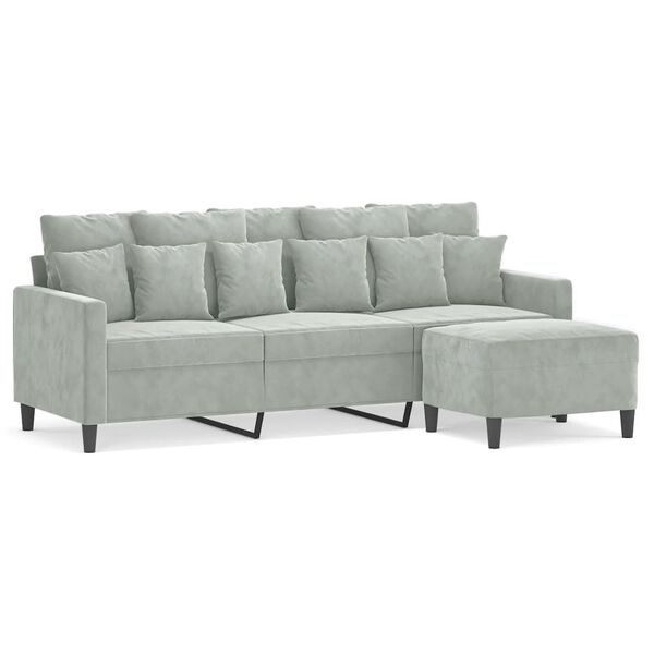vidaXL 3-seater Sofa With Footstool Light Grey