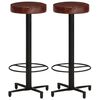 vidaXL Bar Stool Set of 2 Brown, Black Real leather, Powder-coated iron