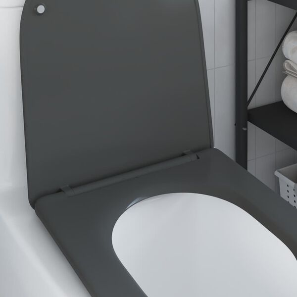 vidaXL Toilet Seat Anthracite 17.32 x 14.33 x 1.34 in Duroplast