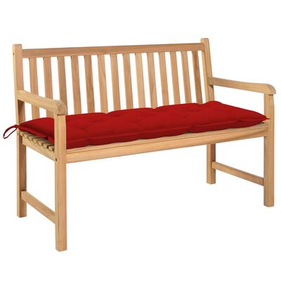 vidaXL Patio Bench with Red Cushion 47.2" Solid Teak Wood