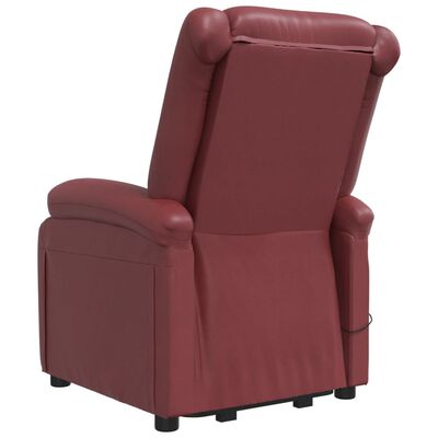 vidaXL Power Lift Massage Recliner Wine Red Faux Leather