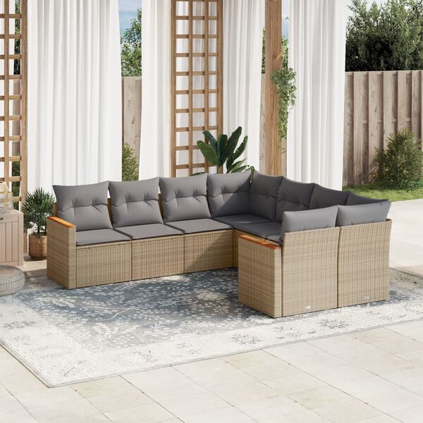 vidaXL Garden Sofa Set Beige, Light Grey