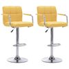 vidaXL Bar Chair Set of 2 Yellow Chrome-plated steel and fabric