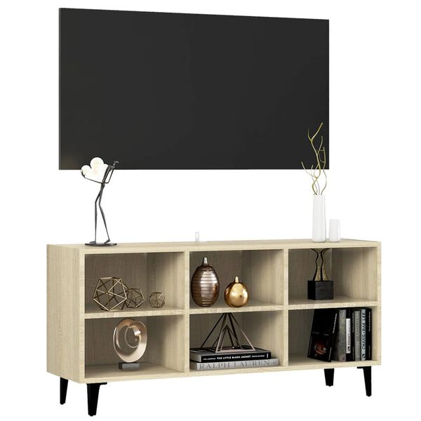 vidaXL TV Stand with Metal Legs Sonoma Oak 40.7"x11.8"x19.7"