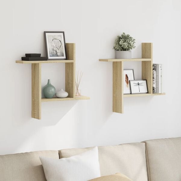 vidaXL Wall Shelf Sonoma Oak Engineered Wood Medium Wall Mounting