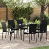 vidaXL Dining Chair Set of 4 Black PE rattan, powder-coated steel