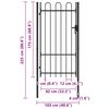 vidaXL Fence Gate Single Door with Arched Top Steel 39.4"x68.9" Black