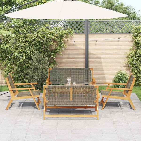 vidaXL Garden Chairs with Table 5 pcs Gray 35.4" x 17.7" x 15.7