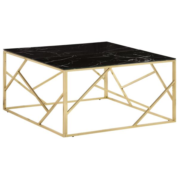 vidaXL Coffee Table Gold and Black Marble Stainless Steel and Tempered Glass