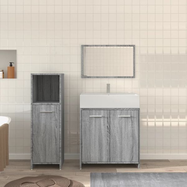 vidaXL Bathroom Furniture Set Gray Sonoma Engineered Wood Medium