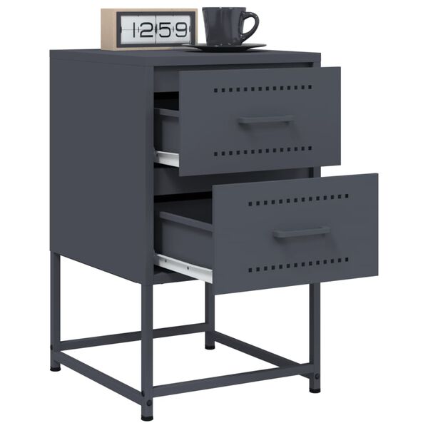 vidaXL Bedside Cabinet Set of 2 Anthracite Steel 14.2x15.4x23.8 in