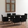 vidaXL Garden Dining Set Black PE rattan, steel, glass, polyester Large