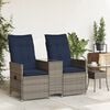 vidaXL Reclining Patio Sofa 2-Seater with Table Gray Poly Rattan