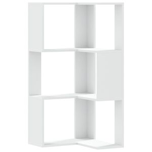vidaXL Corner Bookcase 3-Tier White 19.7x19.7x40.2" Engineered Wood