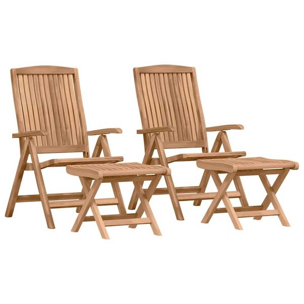 vidaXL Garden Lounge Set Folding 4 pcs Brown Solid Teak Wood