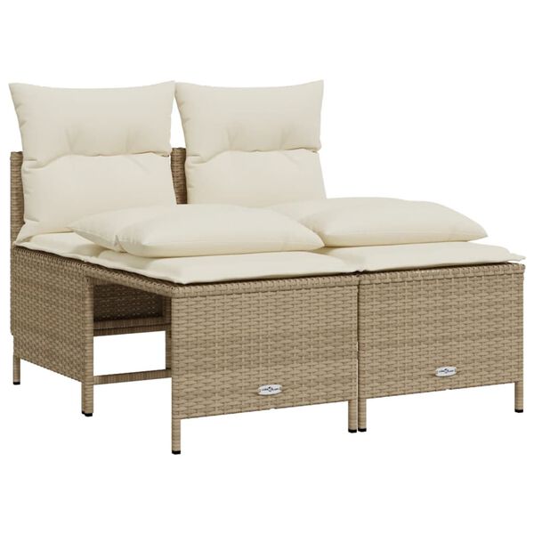 vidaXL Garden Sofa Set Beige PE rattan, powder-coated steel Medium