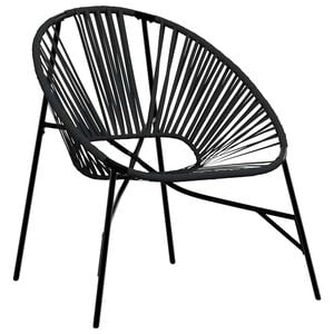 vidaXL Garden Egg Chair Black Poly Rattan, Powder-Coated Steel Standard