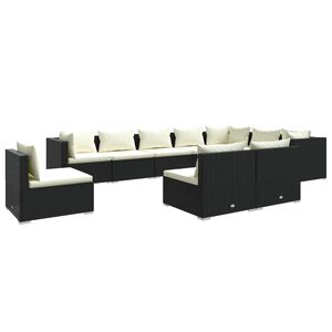 vidaXL Garden Lounge Set Black, Cream