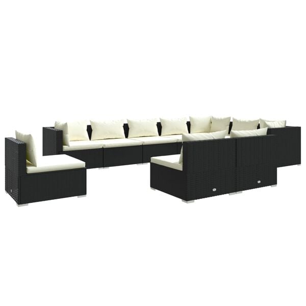 vidaXL Garden Lounge Set Black, Cream