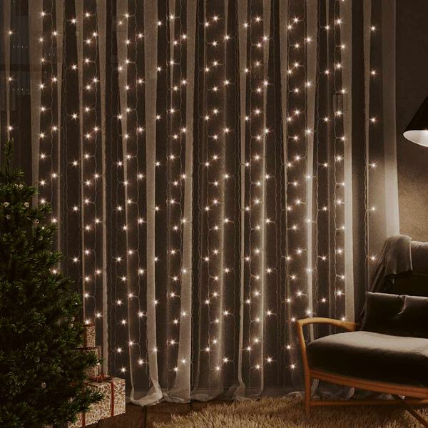 vidaXL Curtain Fairy Light Warm white Plastic Large Curtain Fairy Light