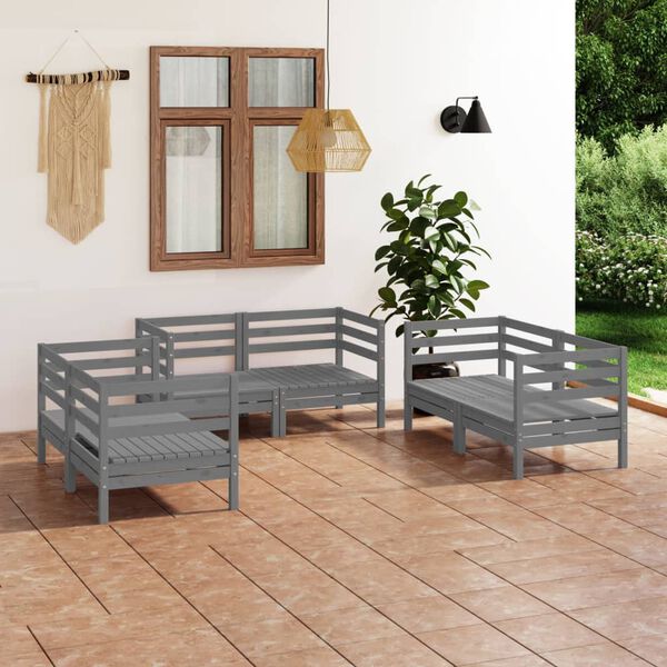 vidaXL Garden Lounge Set Grey Solid Pinewood Medium Modular