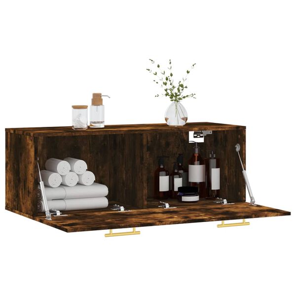 vidaXL Wall Cabinet Smoked Oak Engineered Wood Wall Cabinet Rectangular
