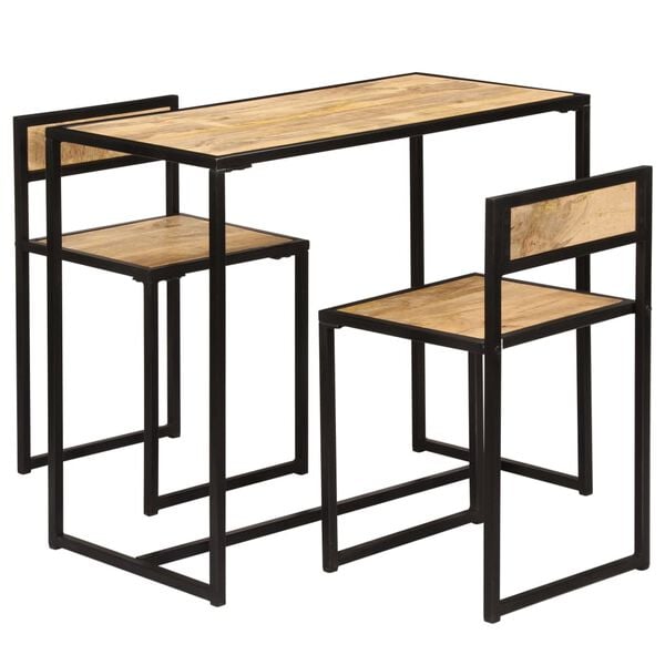 vidaXL Dining Set Natural wood and black