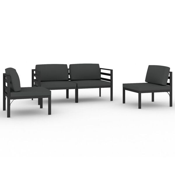 vidaXL Garden Lounge Set Anthracite Aluminum, Polyester Standard Modular