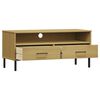 vidaXL TV Cabinet Brown Solid Pine Wood and Metal Medium TV Cabinet