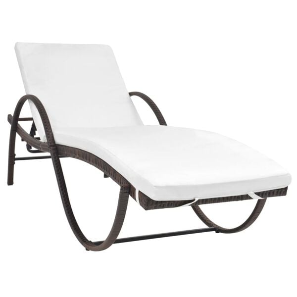 vidaXL Sun Lounger Set of 3 Brown PE rattan Standard Sun Lounger
