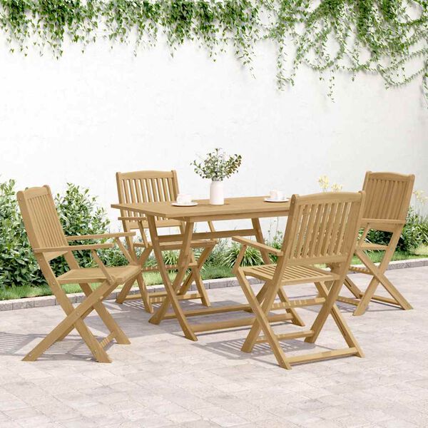 vidaXL Garden Chair Set of 4 Light wooden Solid Acacia wood