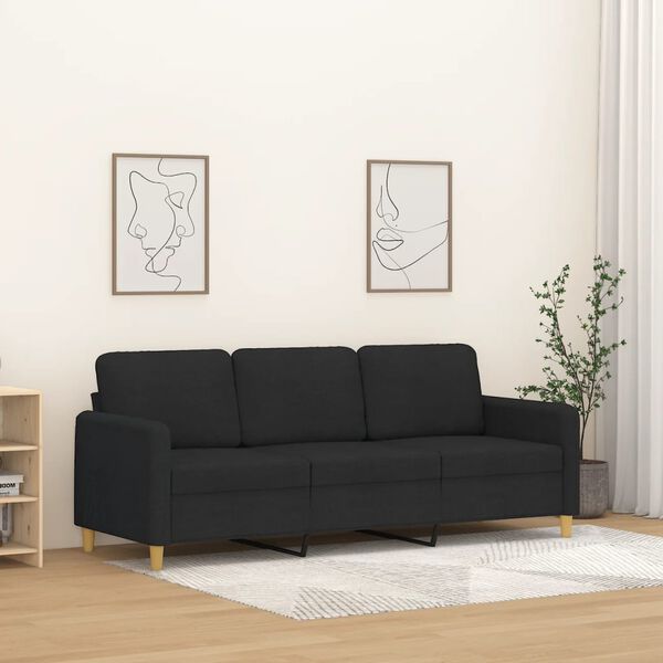 vidaXL 3-seater Sofa Black Fabric (100% polyester), metal, textilene