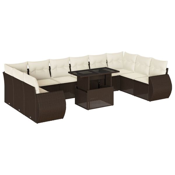 vidaXL Garden Sofa Set Brown and cream white