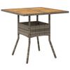 vidaXL Garden Table Grey PE rattan, powder-coated steel, solid acacia wood