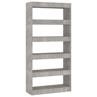 vidaXL Book Cabinet/Room Divider Concrete Gray 31.5"x11.8"x65.4" Engineered Wood