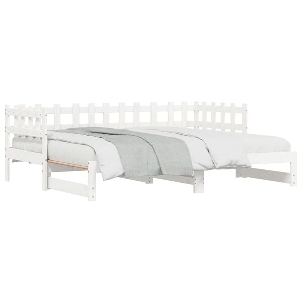 vidaXL Day Bed White Solid Pine Wood Standard