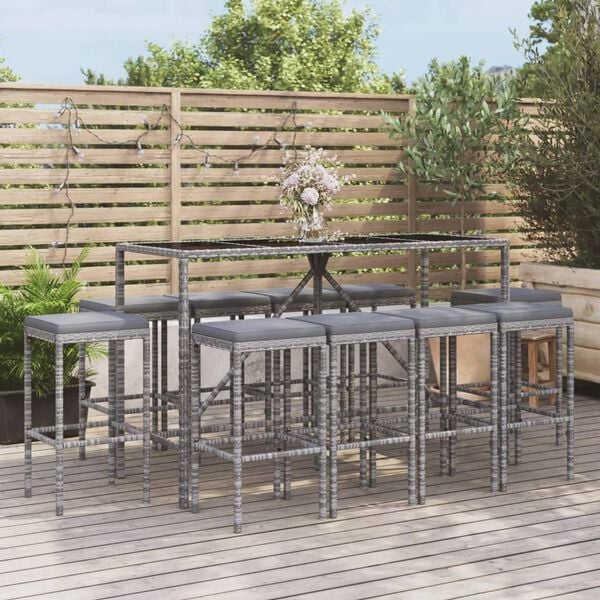 vidaXL Garden Bar Set Gray, Black, Dark Gray
