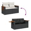 vidaXL Garden Sofa Set Black PE Rattan Large Adjustable Armrests