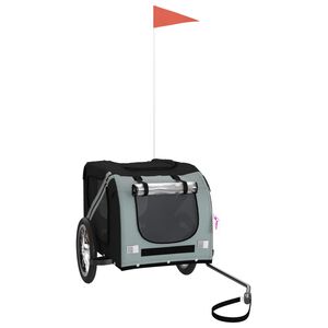 vidaXL Pet Bike Trailer Black and Gray Oxford Fabric and Iron