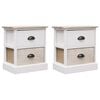 vidaXL Cabinet Set of 2 White and Natural Paulownia Wood Small