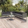 vidaXL Garden Lounge Set Grey Poly Rattan, Powder-Coated Steel, Polyester